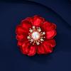 High-End Women's Red Peony Pearl Brooch Corsage for Suits and Coats
