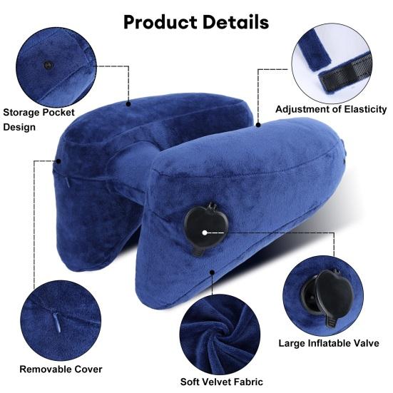 8 Stück/Set Reise Aufblasbares Nackenkissen, H-förmig Stützt den Kopf bequem Flugzeugkissen mit Weich