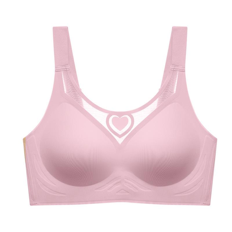 

Бесшовное нижнее белье женское тонкое модель без стального кольца бюстгальтер спортивный красивая спина большой размер бюстгальтер ультратонкий 75 розовый