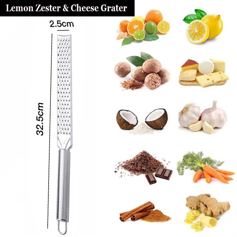 Grattugia per Limone, Grattugia per Formaggio, Affettatrice in Acciaio Inossidabile da 12 Pollici, Grattugia Rettangolare per Cioccolato e Limone con Manico Antiscivolo - Gadget da Cucina