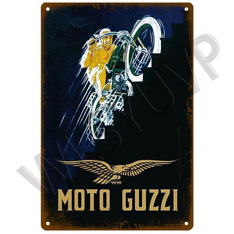 Moto Guzzi Old Man Plaque Metal Vintage Tin Sign Shabby Chic Decor Metal Signs Vintage Bar Decoration Metal Poster Metal Plate