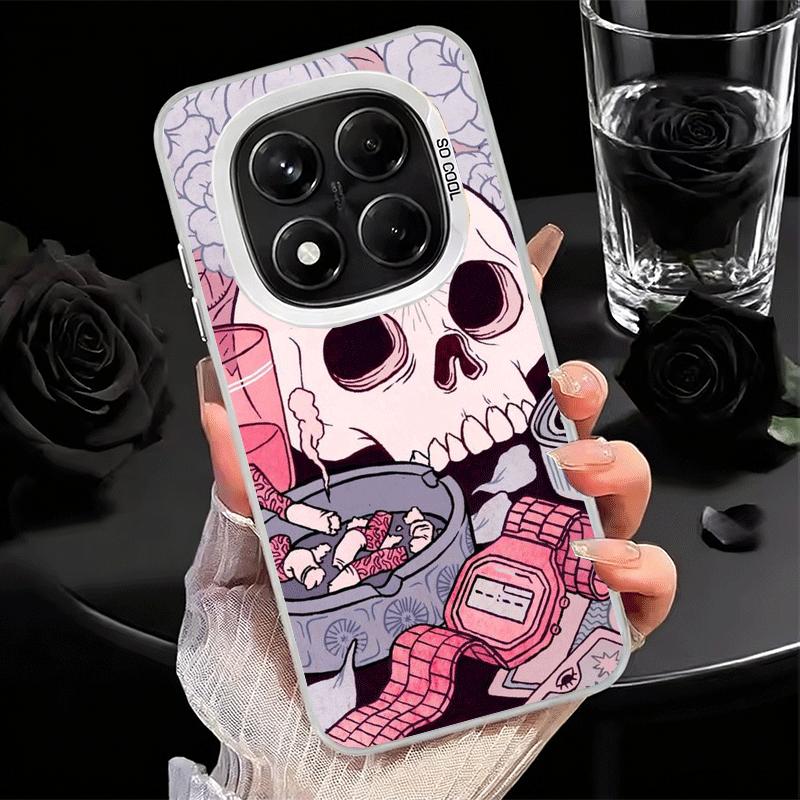Pink Style Skull Witch Soft Phone Case for Xiaomi Redmi Note 13 14 15 Pro Plus 12S 12 11S 11 11T 10S 10 Shockproof Cover Back Sh