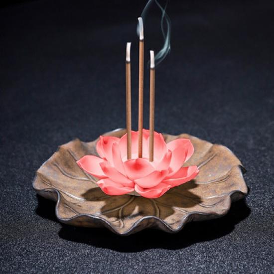 Ceramic Household Antique Lotus Aroma Incense Burner Plate Incense Holder Aromatherapy Furance Buddha Chan