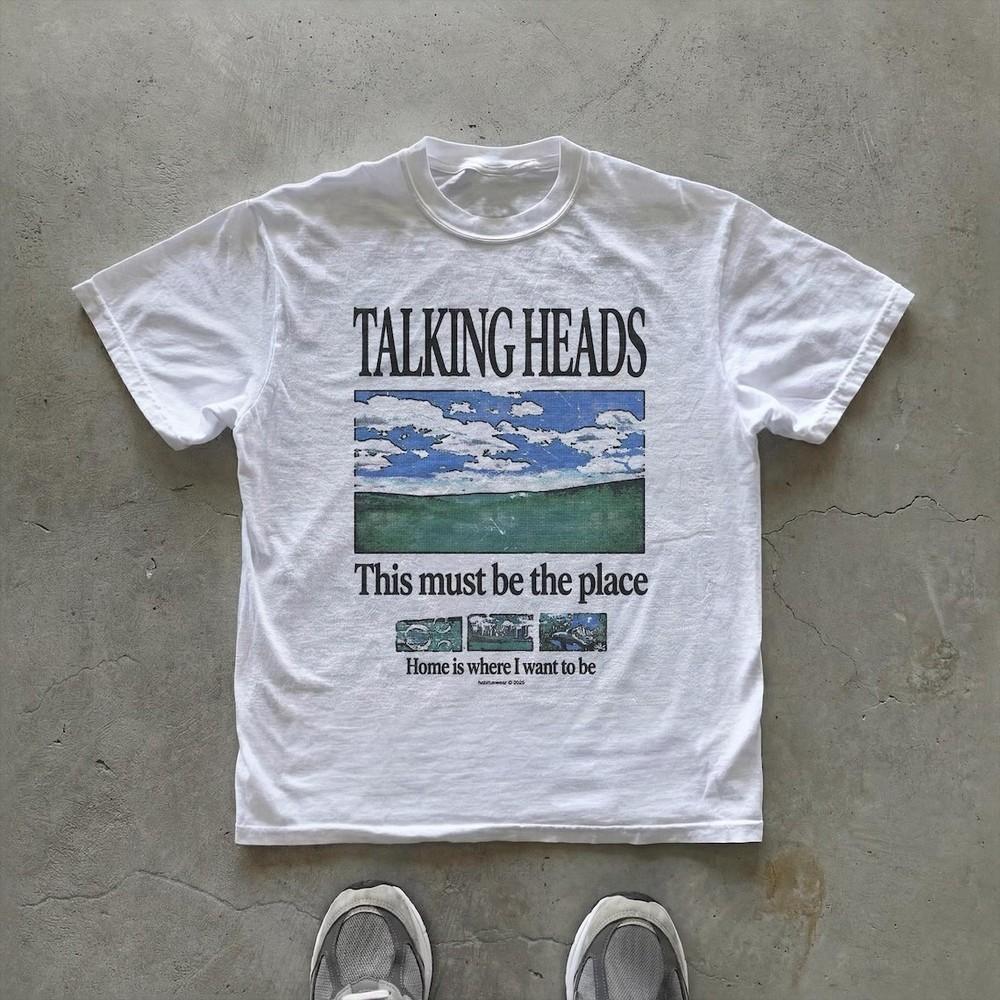 Talking Heads Graphic TShirt This Must Be the Place Remake White Cotton Tshirt Unisex T-Shirt XL