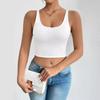 Rahat Kare Boyun Tank Top Spagetti Kayışı Mahsul Tops Kadın Yaz Camiş Düz Renk Kaşkorse Moda Tüp Kadın Kolsuz Kırpılmış Yelek Y2K Giysileri