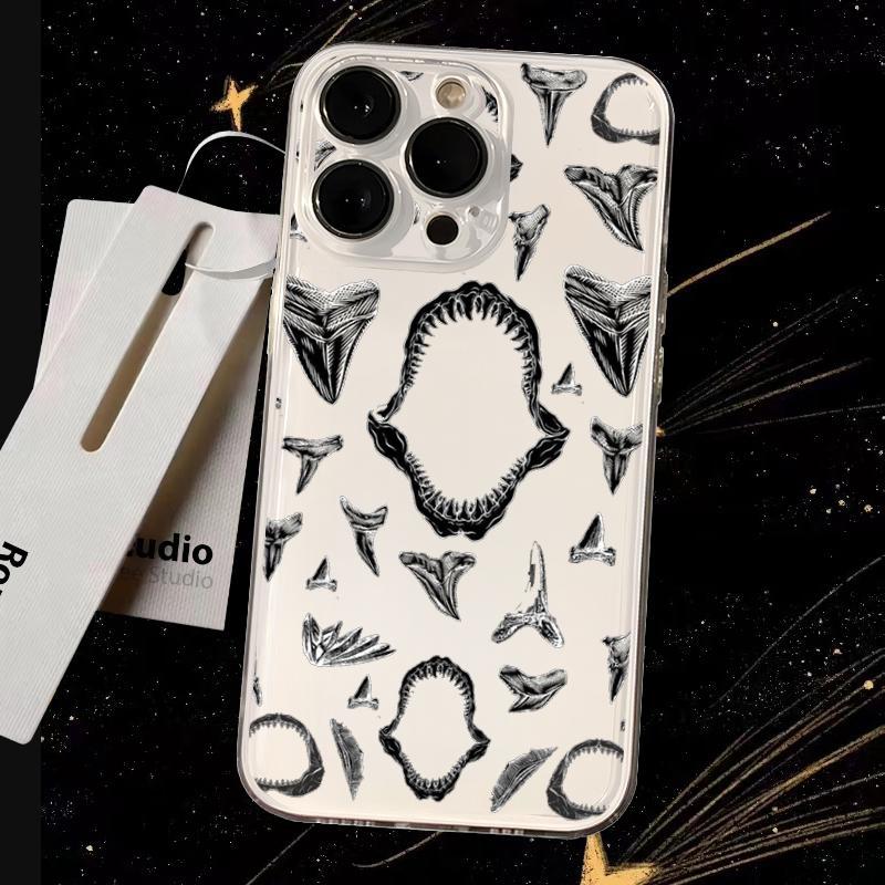 Sharks Cute sea blue pattern design Phone Case Transparent Phone Case For iPhone 16 15 14 13 12 11 Pro Max XR Plus