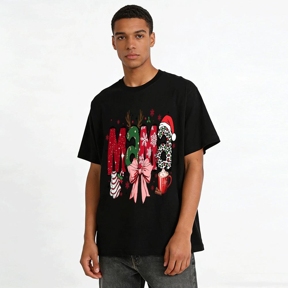 Christmas Themed Mama Print Casual Top Pure cotton T-shirt