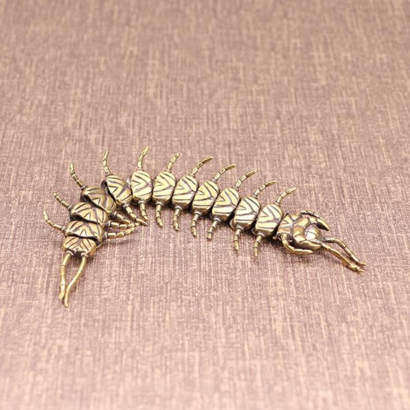 Antique Bronze Centipede Figurines Ornaments Pure Copper Moveable Simulation Animal Statue Crafts Home Feng Shui Desktop Decors