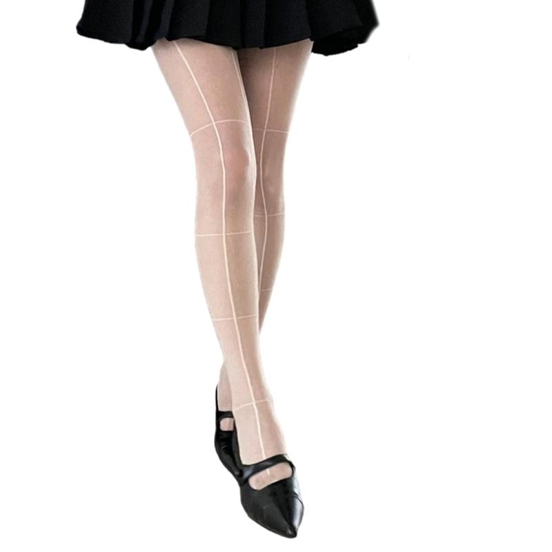 Women's Pantyhose,Cross Line High Waist Pantyhose Sheer Tights Thigh High Stockings