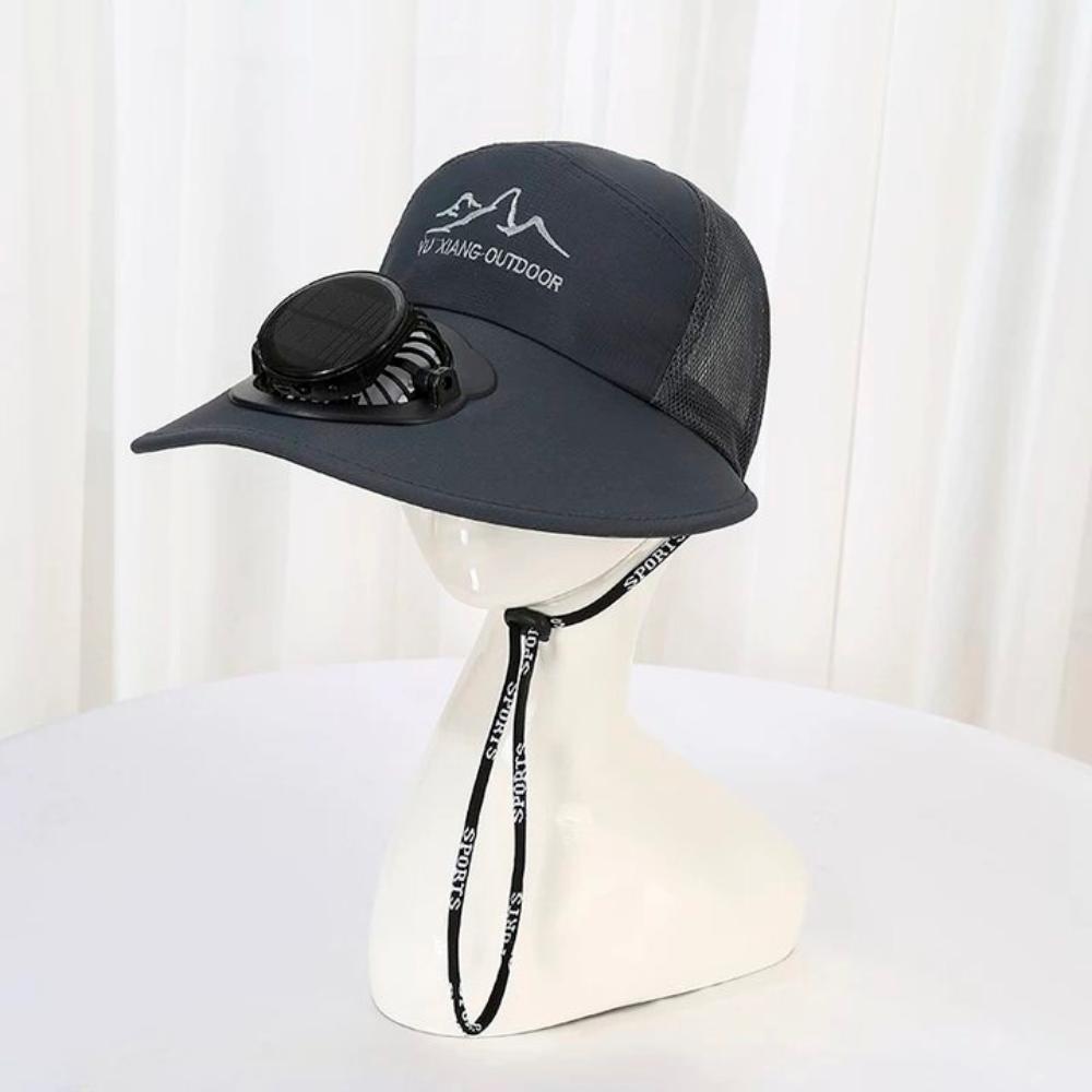Mesh Wide Brim Fan Cap Breathable Solar Cooling Hat Practical Sun Hat with Solar Fan  Men/Women