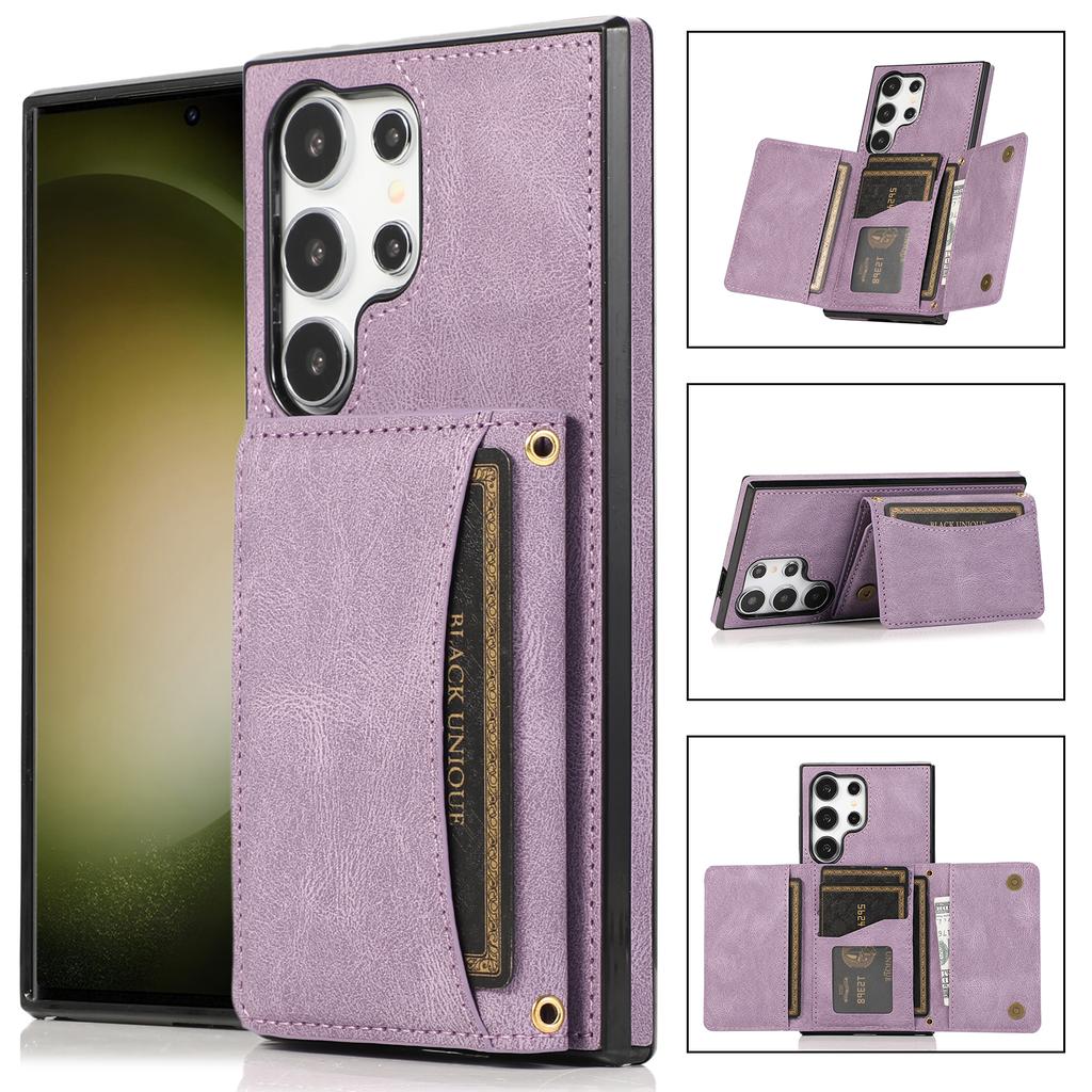 Business Magnetic Three Fold Solt Wallet Flip Leather Case For Samsung S26 Ultra S25 Plus S24 A26 A16 A17 A07 Kickstand Cover