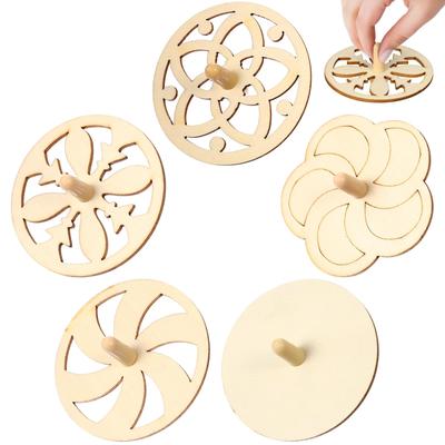 Set of 20 Uncolored Wooden Can Be DIY Spinning Top Natural DIY Traditional Fun Tops, Colored, Kit, Wood, Painting, Play,