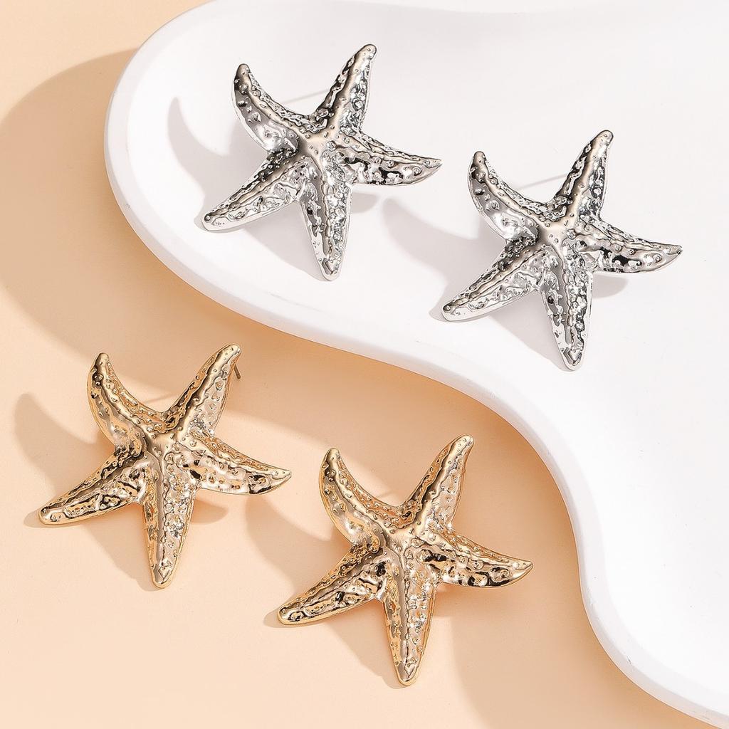 Exaggerated Starfish Earrings Personalized Beach Vacation Style Womens Ear Jewelry