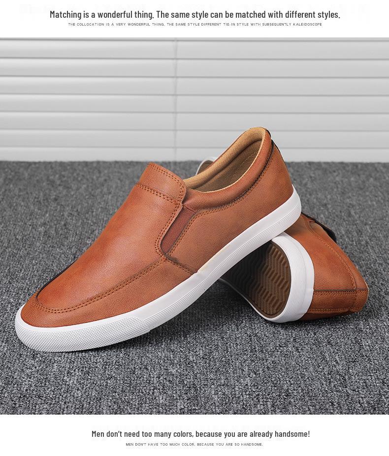 2026 Spring Men's Trendy Comfortable Slip-On Leather Shoes – Flexible, Lightweight, and Stylish