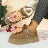Fashion Cute Cartoon Reindeer Thick Bottom Snow Boots Women 2025 Winter Warm Short Plush Chunky Platform Ankle Boots Christmas Shoes 43