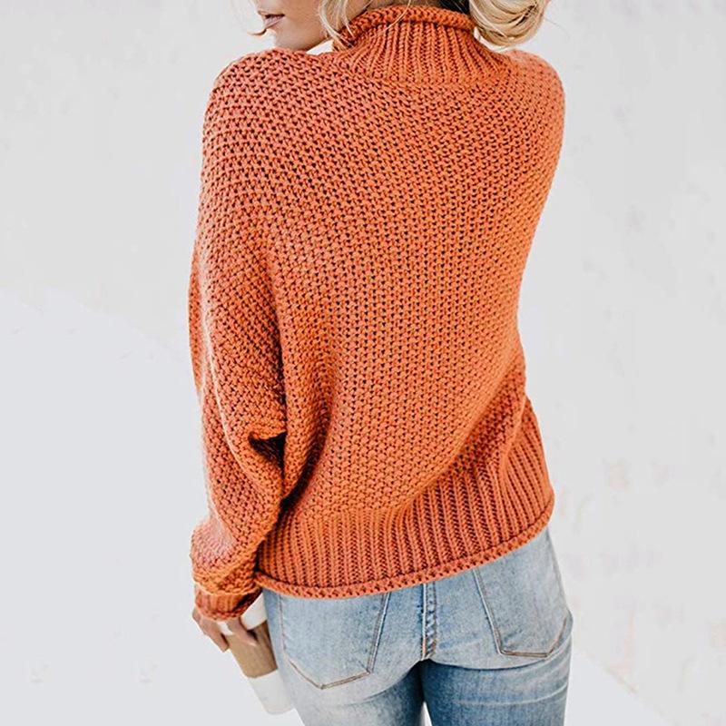 Autumn Winter Knitwear Women's Chunky Yarn High Neck Pullover Luxurious Relaxed-fit Slimming and Versatile Top