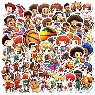 50 Creative Hand-painted NBA Boy Playing Ball Stickers PP Material Waterproof Decorative Stickers DIY Water Cup Flat Ice