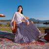 Sancai Plus Size Pleated A-Line Maxi Skirt