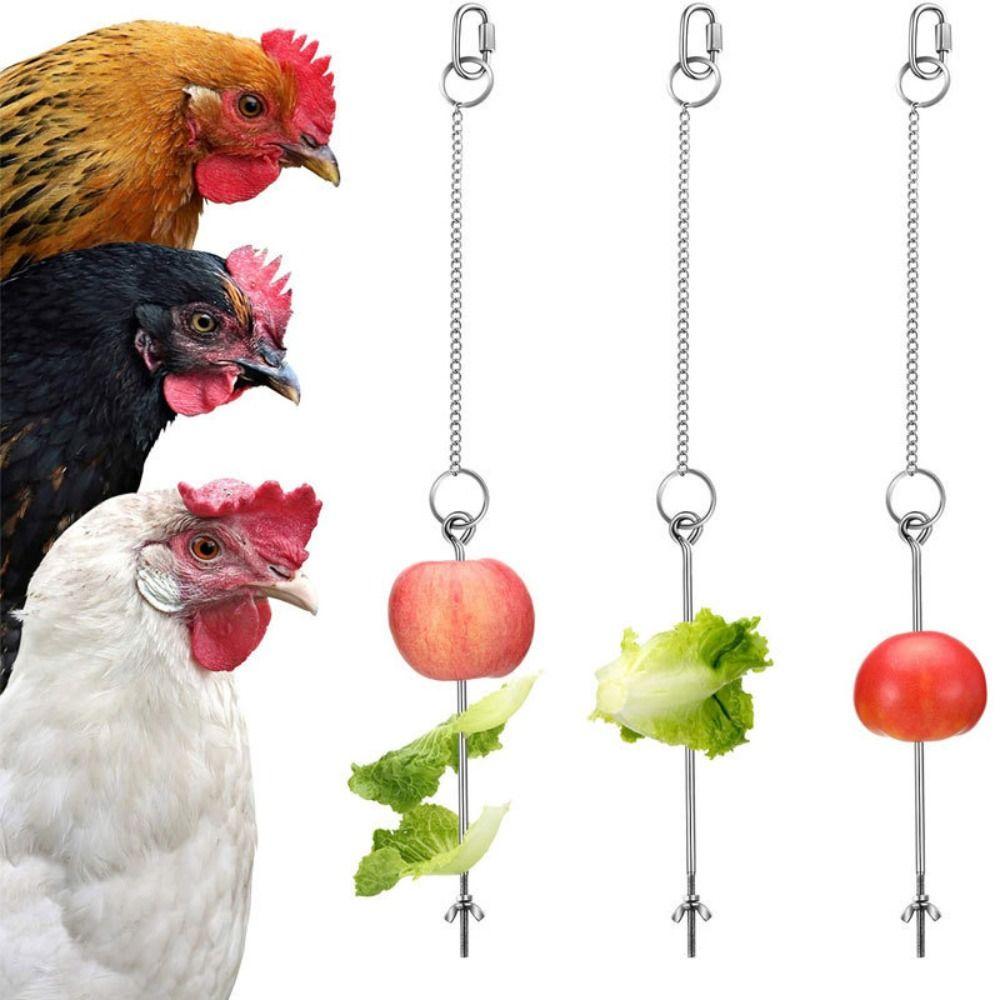 Adjustable Length Bird Cage Food Holder Rust-proof Chicken Veggies Hanging Feeder  Birds