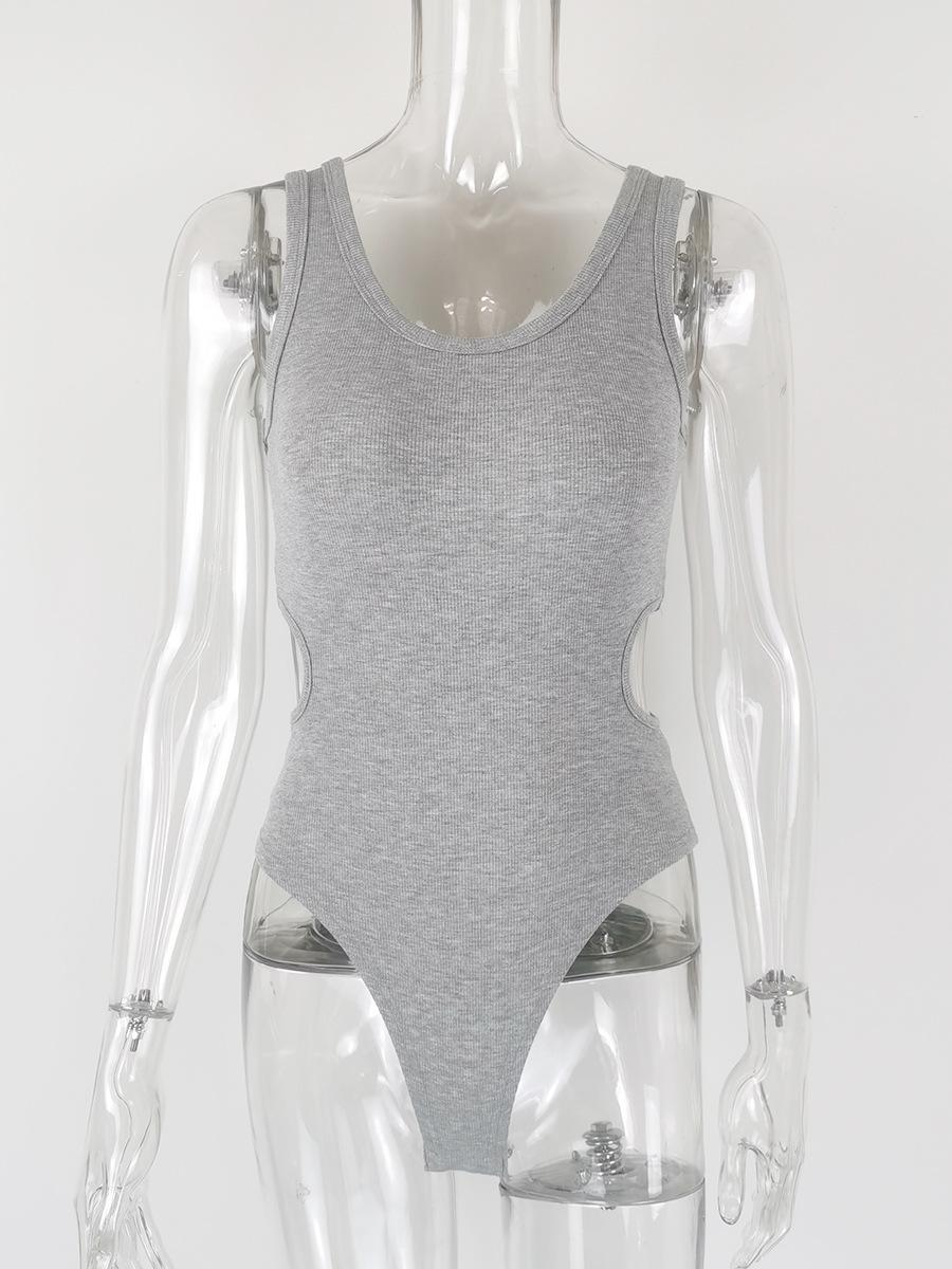 

Новый летний женский сексуальный облегающий комбинезон с v-образным вырезом и талией L серый