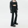 Black Suit Flared Pants Women's Spring Autumn High Waist Slit Trousers Elastic Slimming Trousers Korean Fashion