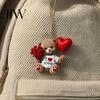 Klar Bedruckter Acryl-Anhänger Teddybär Hängendes Ornament, Hält Herz Ballon Rotes Rosenstrauß Dekoration, Kleines Romantisches Andenken Auto