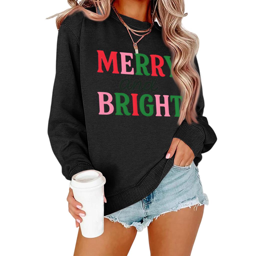 Damen Locker Bequem Lässig Modisch Charakterdruck Rundhals Langarm Sweatshirt