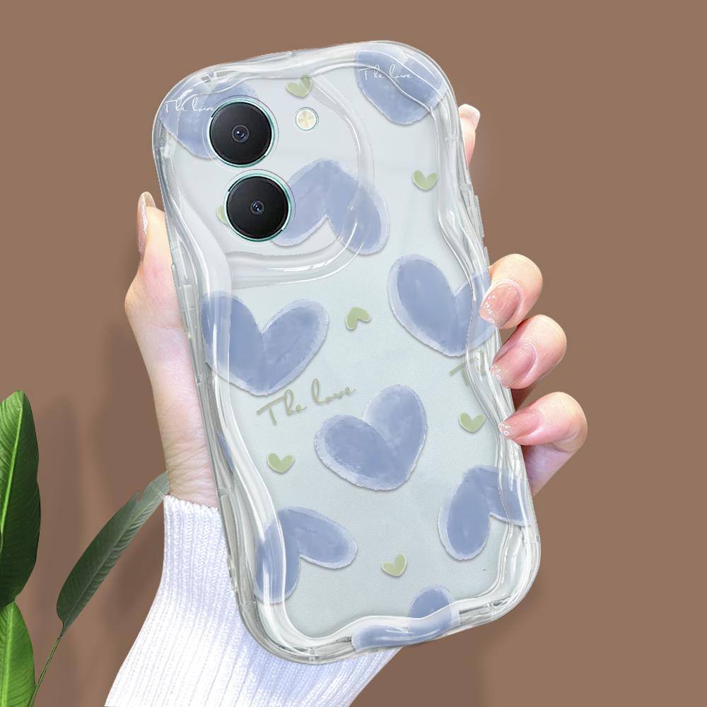 Cute Cartoon Pattern Cream Texture Casing Wavy Edge Soft Silicone Cover Phone Case for Vivo