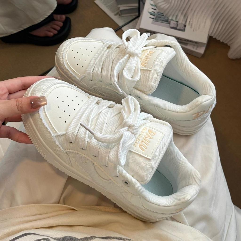 Tide bread shoes women's summer niche couple thick baseplate shoes casual little white shoes women round head