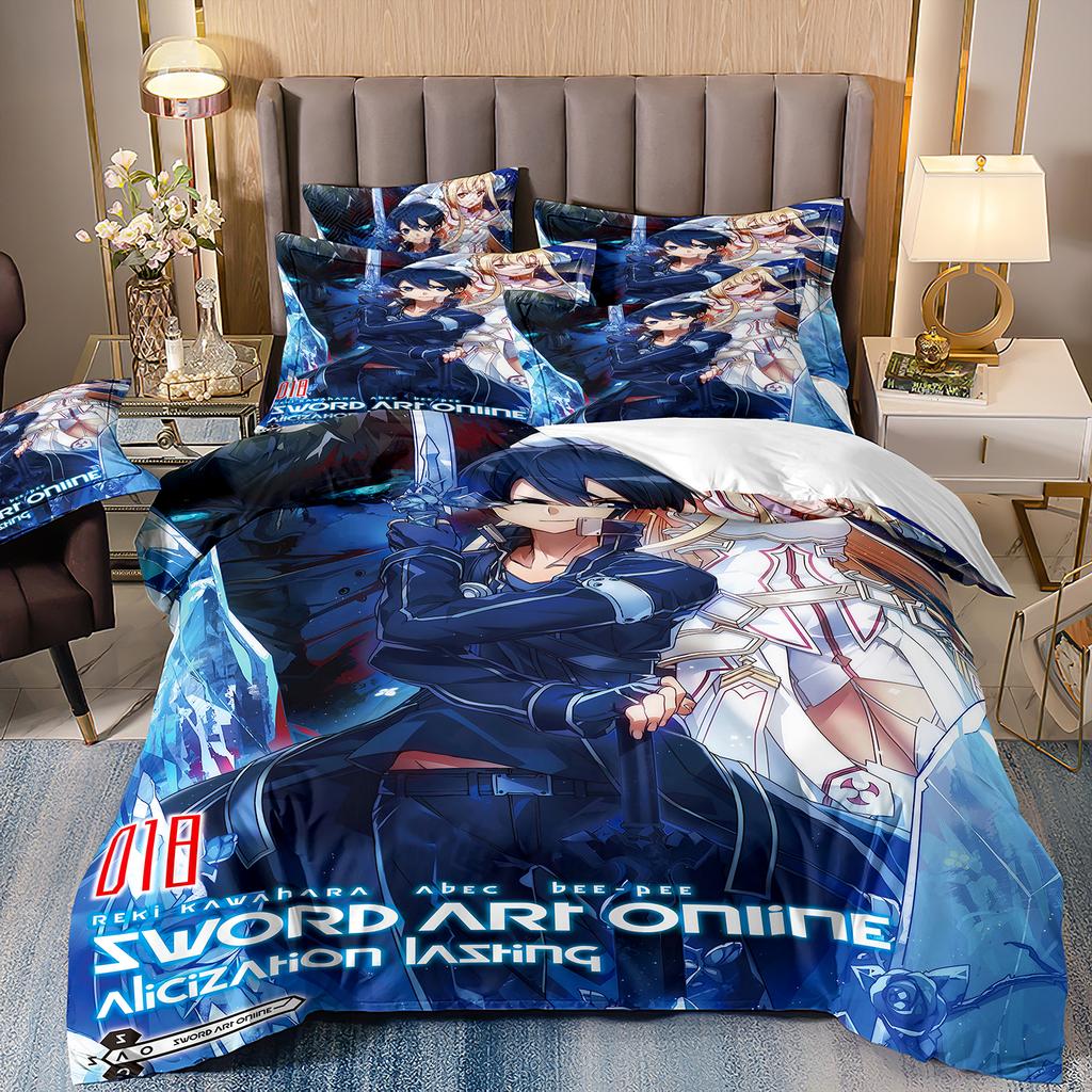 NEW Anime Sword Art Online Comfortable Duvet Quilt Cover Pillowcase Bedding Set Children Bedroom Decoration Home Textile