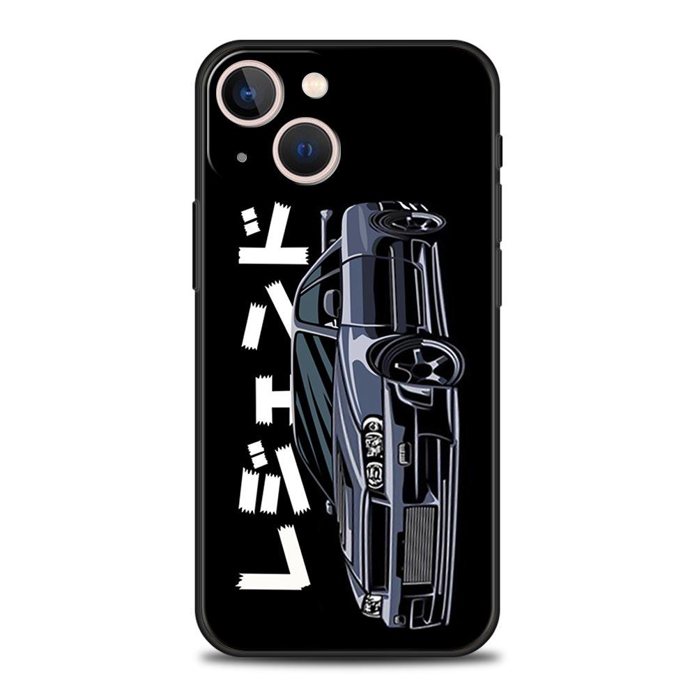 Luxury Phone Case For iPhone 11 12 13 15 16 14 Pro Max X XR XS 7 8 Plus SE Black Cover Funda JDM Tokyo Drift Sports Car