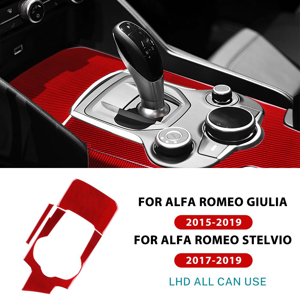 Real Soft Carbon Fiber Sticker For Alfa Romeo Giulia 952 2015-2019 Stelvio 949 2017-2019 LHD RHD Car Gear Shift Outer Panel