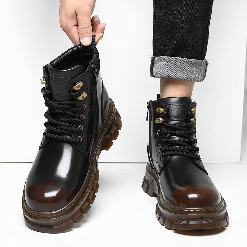 British Retro Leather Platform Boots for Men Fashion Casual Luxury Work Shoes Male Autumn Winter New Designer Ankle Boots Men