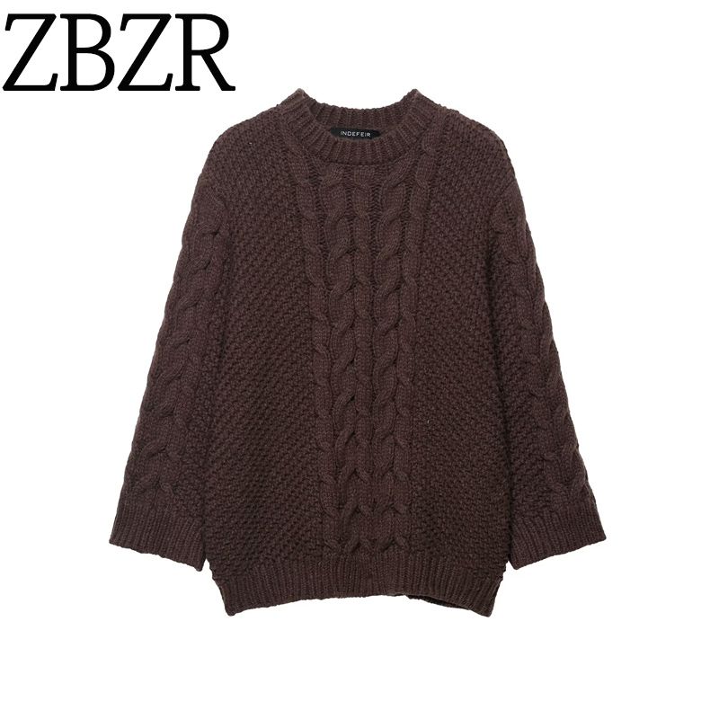 Za Autumn and Winter New Women's Clothing Zr European and American Style Fashionable and Elegant Simple Versatile Cable Knit Long-Sleeve Sweater