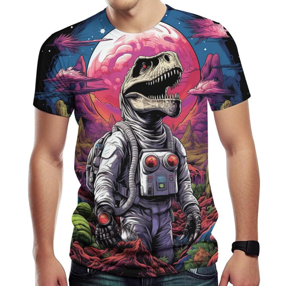 Camiseta de Manga Corta con Cuello Redondo para Hombre con Estampado de Calavera Psicodélica Impresión Digital 3D de Moda
