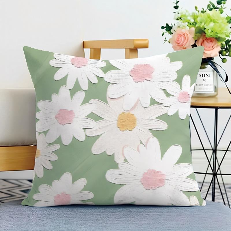 Small Fresh Flower Print Decorative Pillowcase Bedroom Living Room Square Cushion Pillowcase