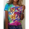 2026 Summer Round Neck Women's T-shirt Fashion 3D Kitten and Puppy Animal Print Short Sleeve T-shirt Cartoon Casual Top