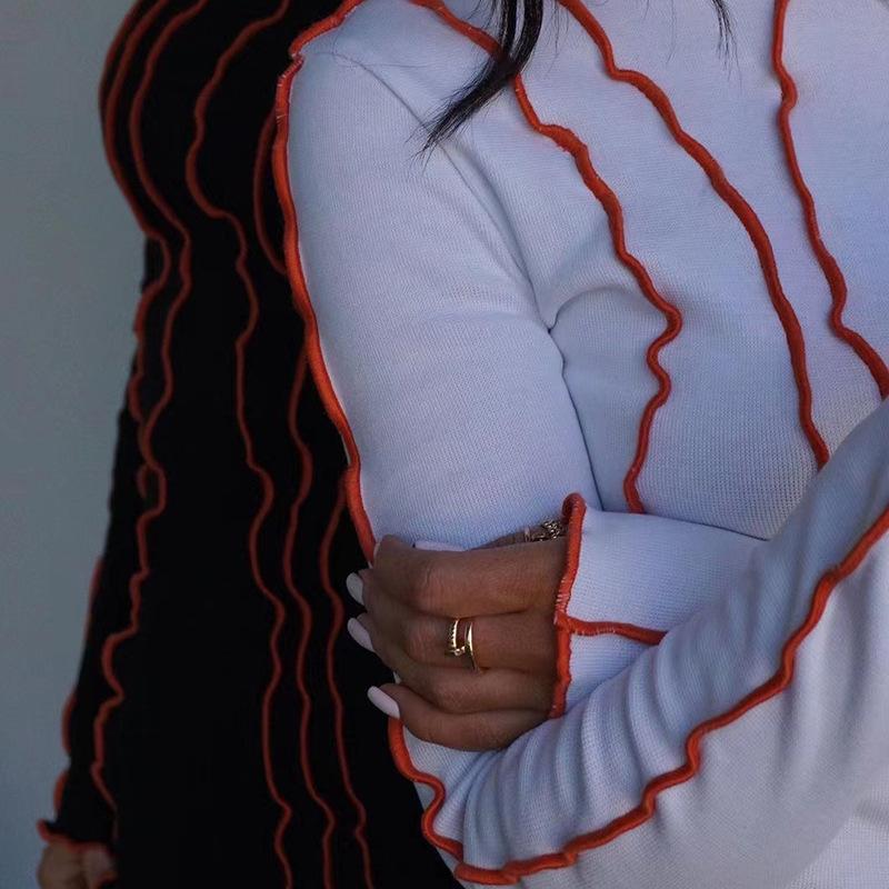 GMXIA Women's Fashion Spring Autumn Solid Color Print O-Neck Long Sleeve Casual Dresses