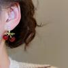Orecchini Pendenti Ciliegia Rossa in Resina con Zirconia Cubica Rossa Lucida per Donna Placcati in Oro Vero Rame Gioielli Casual
