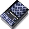 Tie Men'S Business Professional Dress Suit Blue Striped Gift Box Polyester Silk 7.5Cm Business Gift