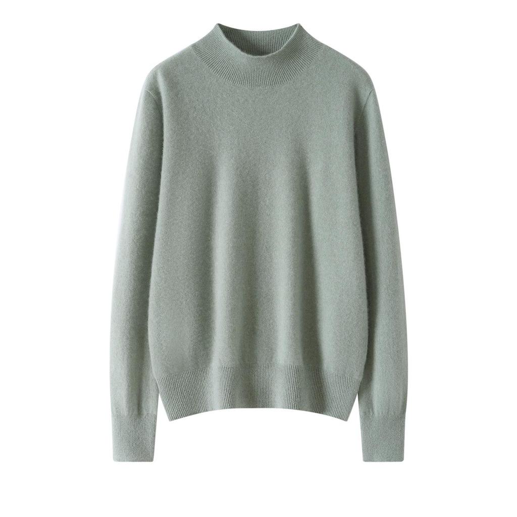 Women's Pure Cashmere Long-Sleeve Round Neck Pullover Sweater - Warm, Soft, Solid Color Base Layer
