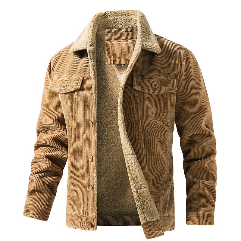 Young Men's Multi-bag Winter Loose Retro Pure Cotton Velvet Corduroy Jacket Warm Cotton-padded Jacket