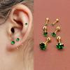 1 Pair Green Tragus Stud Earring RoundSmall Stud Lobe Piercing Cartilage Stud Helix Jewelry Cz Barbell Piercing Earrings
