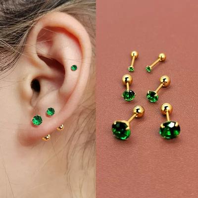 1 Paar Grüner Tragus Stecker Ohrring RundKlein Stecker Lobe Piercing Knorpel Stecker Helix Schmuck Cz Hantel Piercing Ohrringe