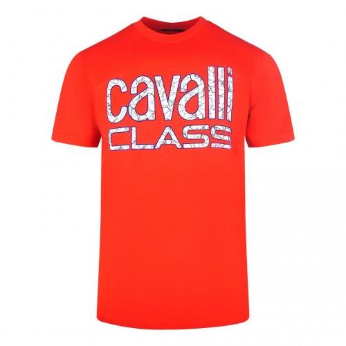 Cavalli Class Mens Floral Logo T-Shirt