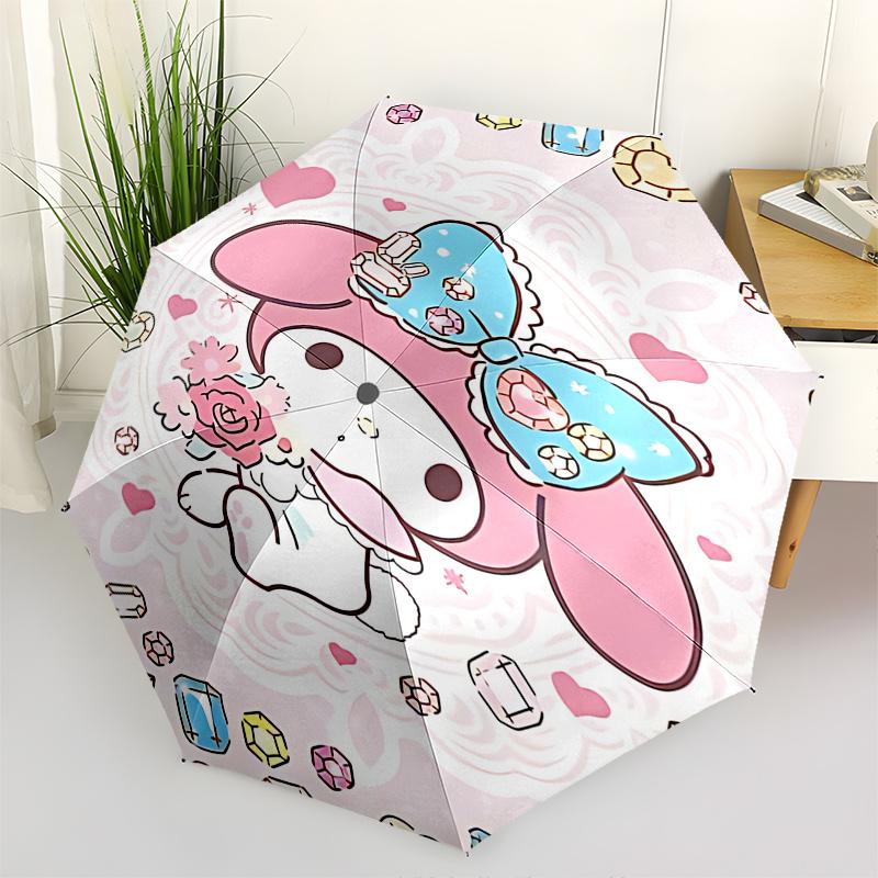 

1pc My Melody Automatic Folding Umbrella - Portable 3-Fold Design with 8-Bone Iron Frame, Perfect for Outdoor Use, Festive Gifts, Travel, Daily Use, S