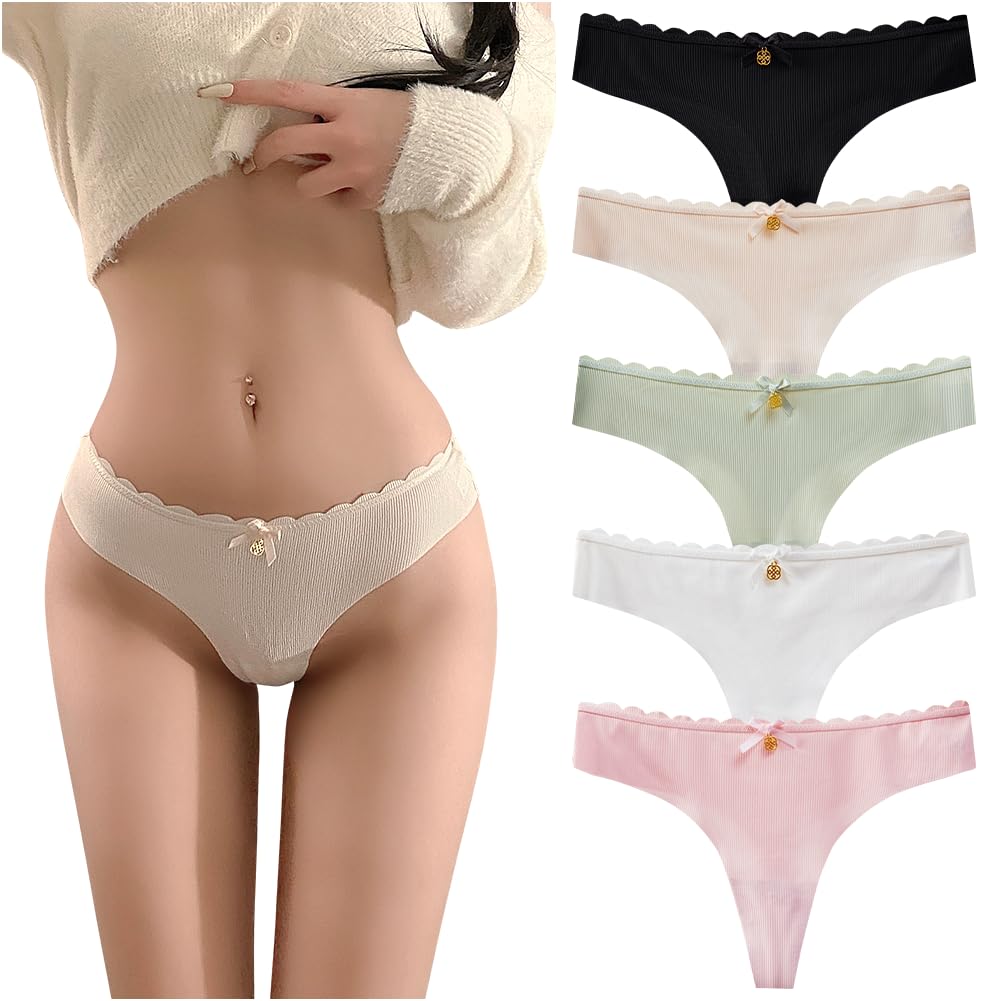 

шорты для милого хлопка с сексуальным трикотажем с низкой посадкой красивые пот 5 штук [HINICE] Т-образная спинка женские шорты смесь лента нижнее белье трикотаж трусики