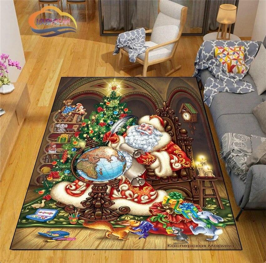 3D Printed Christmas Floor Mats Carpet  Santa  Fashion Bedroom Mat Living Room Office Children  Home Decor