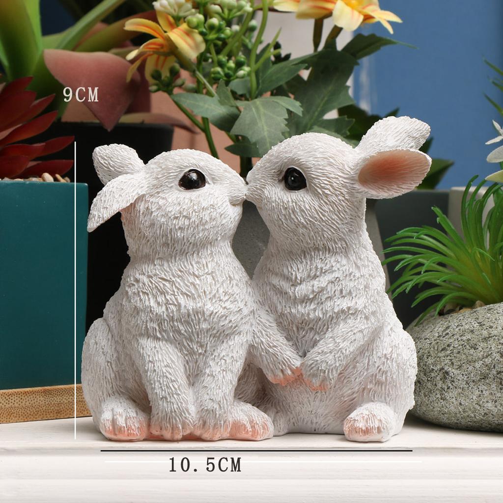 1 Piece of Kissing Couple Rabbit Ornaments, Garden Ornaments and Courtyard Accessories