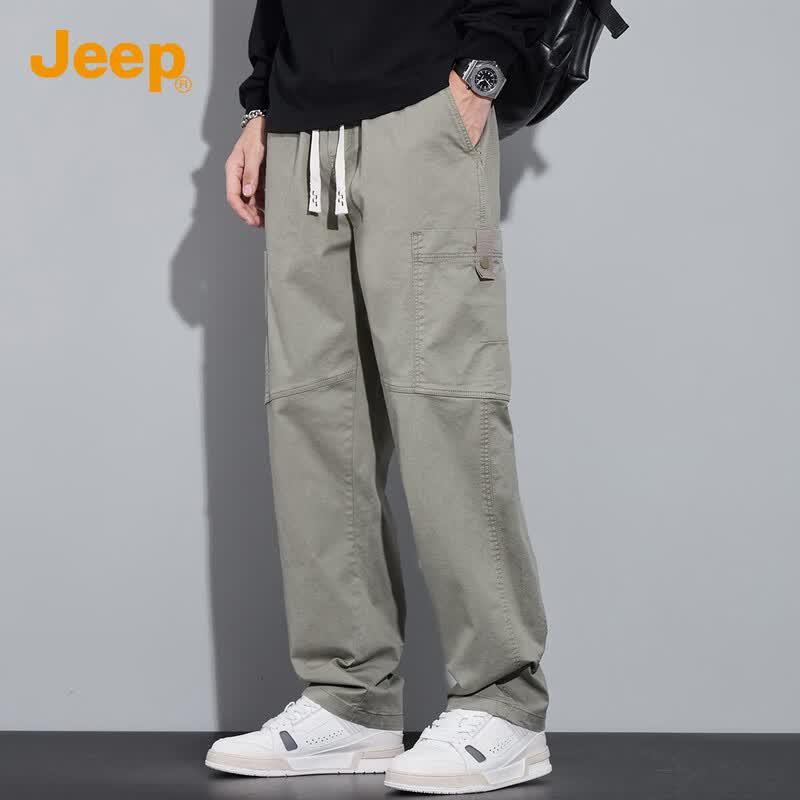 JEEP Men's Loose Straight-Leg Cotton Blend Cargo Pants